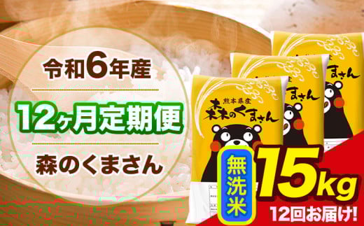 令和6年産 森のくまさん 【12ヶ月定期便】 無洗米 《お申し込み月の翌月から出荷開始》 15kg (5kg×3袋) 計12回お届け 熊本県産 単一原料米 森くま 熊本県 玉東町 2151064 - 熊本県玉東町