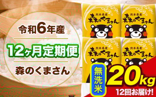 令和6年産 森のくまさん 【12ヶ月定期便】 無洗米 《お申し込み月の翌月から出荷開始》 20kg (5kg×4袋) 計12回お届け 熊本県産 単一原料米 森くま 熊本県 玉東町 2151065 - 熊本県玉東町