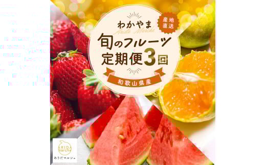 [容量選べる]わかやま 旬の くだもの 定期便 S 全3回 / フルーツ まりひめ いちご ひとりじめ すいか ※北海道・沖縄・離島への配送不可