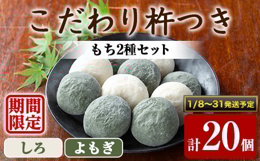 【0105407a-b】期間限定！こだわり杵つき白もち・よもぎもちセット (計20個・各種10個) 餅 もち 真空パック もち米 よもぎ ヨモギ 【茶いっぺ】