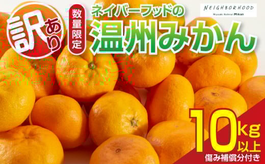 訳あり 温州みかん 計10kg以上 傷み補償分付き 期間限定 数量限定 フルーツ 果物 くだもの ミカン 柑橘 オレンジ 人気 国産 食品 デザート おやつ おすすめ 産地直送 ご家庭用 おすそ分け 特産品 ネイバーフッド 宮崎県 日南市 送料無料_BD110-25