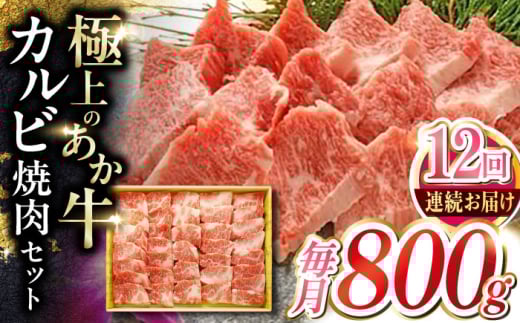 【全12回定期便】あか牛カルビ焼肉セット 800g 【有限会社 三協畜産】 [YCG151]