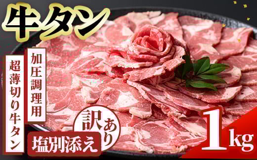 No.1248-C 訳あり！牛タン(500g×2袋・塩別添え) 牛肉 牛タン 簡単調理 時短 炒めるだけ 炒め物 おかず おつまみ 惣菜 訳あり 薩摩ファームブロスト【末永商店】