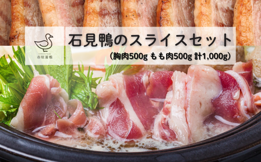 230339【石見鴨】鴨肉のスライスセット（むね肉500ｇもも肉500ｇ）