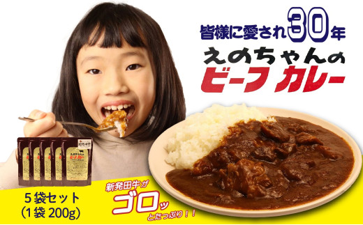 ビーフカレー 200g×5袋 カレー レトルトカレー 牛肉 にいがた和牛 ブランド牛 黒毛和牛 レトルト 簡単 防災 非常食 常備 備蓄食 災害 贈答 セット えのちゃんのビーフカレー ロングセラー 10000円 10000 1万円 1万 一万円 一万 アルビレックス アルビレックス新潟 えのもとミート enomoto016 866400 - 新潟県新発田市