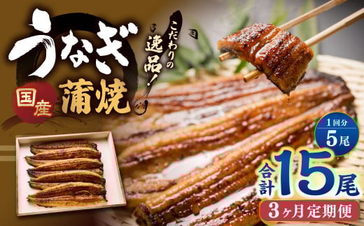 【3ヶ月定期便】 蒲焼きうなぎ 5尾 （国産） ／ 鰻 うなぎ ウナギ 蒲焼き 蒲焼 うなぎの蒲焼 鰻の蒲焼き たれ付き 自家製たれ 山椒 冷蔵 国産