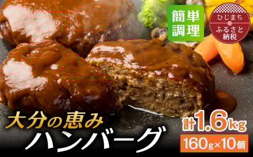 大分の恵みハンバーグ 1.6kg (160g×10個)(日出町)【1373904】