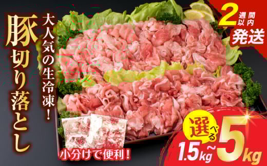 ≪内容量が選べる≫大人気 生冷凍 厳選 豚切り落とし 国産 食品 豚肉 ぶた ポーク 小分け 個包装 真空パック 便利 大容量 生姜焼き 野菜炒め 豚汁 肉じゃが 豚丼 お弁当 おかず 晩ご飯 おすすめ 使い切りサイズ 万能食材 おすそ分け 宮崎県 日南市 送料無料_S-BB158-25