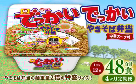 【4回定期便】 でっかいやきそば弁当 258g×12個（1ケース） やきそば 焼きそば 特盛 増量 中華スープ付き お取り寄せ