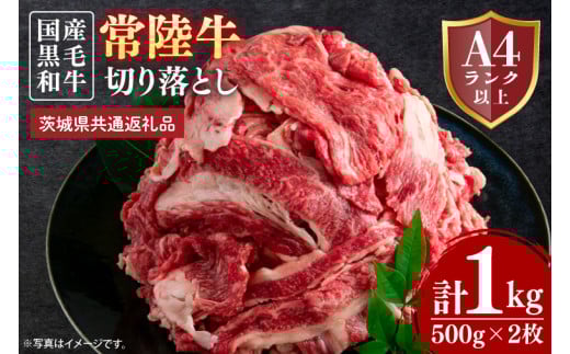 常陸牛切り落とし 約1kg（500g×2）【茨城県共通返礼品】│常陸牛 ひたち牛 牛肉 切り落とし 牛丼 すき焼き 茨城県 取手市（BN012）
