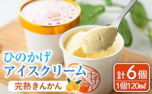 ひのかげ 完熟金柑 アイスクリーム(120ml×6個) アイス スイーツ デザート 詰め合わせ セット 冷凍 お取り寄せ グルメ きんかん ＜離島配送不可＞【MU035】【日之影町村おこし総合産業(株)】