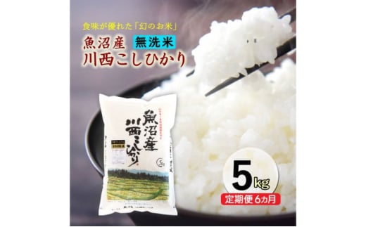 【先行予約】【定期便／6ヶ月】無洗米 魚沼産川西こしひかり5kg  令和7年度米＜令和7年10月下旬～発送予定＞  904482 - 新潟県十日町市