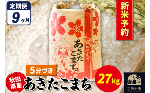 《令和7年産 新米受付》《定期便9ヶ月》あきたこまち 27kg【5分づき】秋田県産 こまちライン