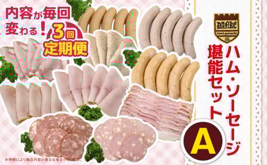 【定期便3回】ハム・ソーセージ堪能セットA | 肉 豚肉 豚 加工 加工肉 ハム ソーセージ ギフト セット 手作り 低添加 栃木県 特産品
