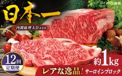 【全12回定期便】特選長崎和牛サーロインブロック1kg 平戸市 / 萩原食肉産業 [KAD368]