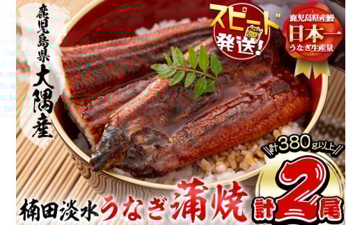 ＜入金確認後、2週間以内に発送！＞楠田の極うなぎ蒲焼き190g以上×2尾(計380g以上) 山椒付たれ 鰻 ウナギ 蒲焼 うな重 ひつまぶし 鹿児島 冷凍 おかず お祝い a7-021-2w 2154833 - 鹿児島県志布志市