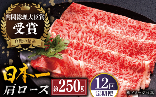 【全12回定期便】長崎和牛 肩ロース スライス 計3.0kg（約250g×12回） 平戸市 / 萩原食肉産業 [KAD325] 2154471 - 長崎県平戸市