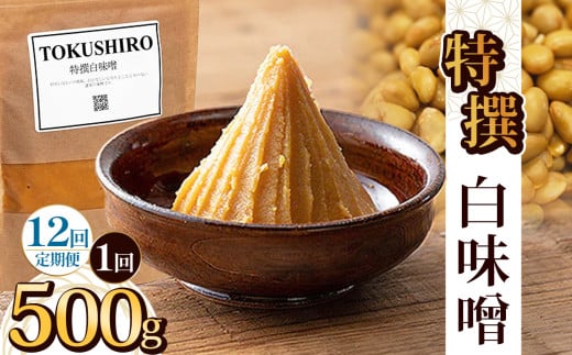 【定期便12回】特撰白味噌 500g | お味噌 味噌 みそ汁 オリジナル味噌  手づくり 手作り 送料無料 栃木県 下野市 2155464 - 栃木県下野市