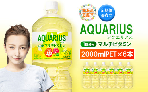 定期便 全6回 アクエリアス 1日分のマルチビタミン　2L PET×6本 | ビタミン マルチビタミン ビタミン飲料 健康飲料 スポーツドリンク 熱中症対策 水分補給 大容量 2Lペットボトル 6本セット 日常使い ビタミン補給 お取り寄せ 北海道 恵庭市【380090】