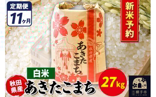 《令和7年産 新米受付》《定期便11ヶ月》あきたこまち 27kg【白米】秋田県産 こまちライン