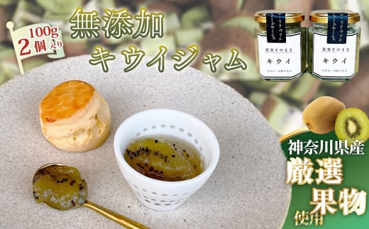 No.086 キウイジャム100g×2個 ／ キウイフルーツ キウィ ビタミン 人気 加工食品 手作り 白砂糖不使用 ペクチン不使用 無添加 フルーツスプレッド コンフィチュール トッピング 神奈川県産果物 神奈川県