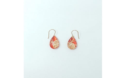 IKAZAKI WASHI JEWERLY しずくピアス「レッド」鞠柄