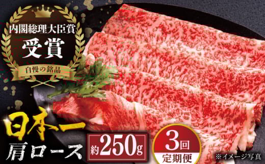 [全3回定期便]長崎和牛 肩ロース スライス 計750g(約250g×3回) 平戸市 / 萩原食肉産業 