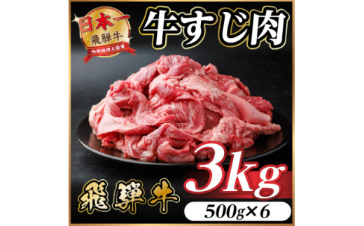 飛騨牛 牛すじ肉 約3kg(約500g×6) 訳あり＜冷蔵便＞A4等級以上【1634548】