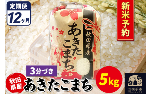 《令和7年産 新米受付》《定期便12ヶ月》あきたこまち 5kg【3分づき】秋田県産 こまちライン 2154719 - 秋田県横手市