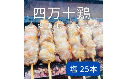 土佐備長炭焼き 四万十鶏の焼き鳥 25本 塩 もも肉 冷凍 惣菜 調理済み【R01442】