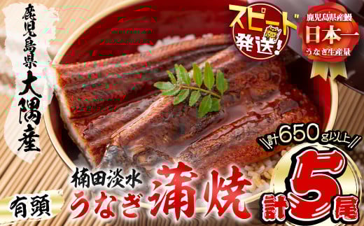 ＜入金確認後、2週間以内に発送！＞楠田の極うなぎ 蒲焼き130g以上×5尾(650g以上) c0-092-2w