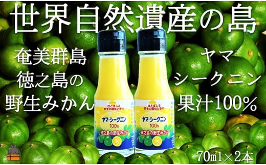 1156 ～野生の島みかんの味～徳之島のヤマ・シークニン果汁（70ml×2本） ( 調味料 柑橘 果物 薬味 果汁 ドレッシング ドリンク ジュース ヤマシークニン 野生みかん 奄美 鹿児島 鍋 焼き魚 料理  お酒 焼酎 酸味 ダイキチ食品 ) 321721 - 鹿児島県徳之島町