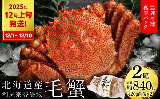 【2025年12月1日~12月10日発送】毛ガニ 小小サイズ(420g前後) 2尾セット<利尻漁業協同組合> 2159056 - 北海道利尻富士町