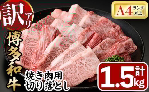 ＜訳あり・不揃い＞博多和牛焼肉切り落とし(肩ロース・バラ)(計1.5kg・500g×3P) 牛肉 黒毛和牛 国産 BBQ 化粧箱 贈答 ギフト プレゼント ＜離島配送不可＞【ksg1722】【MEATPLUS】 2157669 - 福岡県春日市
