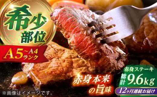 【全12回定期便】長崎和牛 希少部位 赤身 ステーキ 200g×4 【KRAZY MEAT】 和牛 肉 牛肉 BBQ 冷凍 A5 A4 [RCQ010]