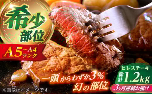 【全3回定期便】 長崎和牛 ヒレ ステーキ 200g×2 【KRAZY MEAT】 A5 A4 冷凍 和牛 肉 牛肉 BBQ [RCQ014]