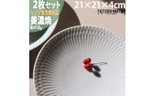 【美濃焼】 さざなみ 21深皿 ホワイト 2枚セット 瑞浪市 / JS企画 皿 お皿 プレート 食器 プレート パスタ皿 そば皿 [AZAZ085] 1052753 - 岐阜県瑞浪市