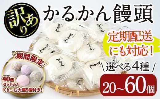 [個数・配送回数が選べる!][訳あり]鹿児島の郷土菓子かるかん饅頭(20〜60個/定期便 全3回計120個) 鹿児島県産 和菓子 かるかん[津曲食品]
