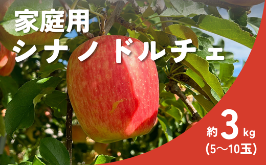 KR24-25A りんご 家庭用 シナノドルチェ 約3㎏（5～10玉） / 9月中旬頃〜発送 // 南信州産 長野県  松川町 リンゴ 林檎 農家直送 農家支援 訳あり 自家用 果物 フルーツ 1261271 - 長野県松川町