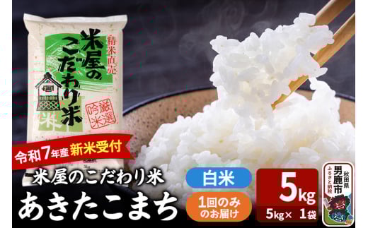 令和7年産新米受付『米屋のこだわり米』あきたこまち 白米 5kg×1袋 吉運商店 秋田県 男鹿市 精米 お米 お弁当 おにぎり