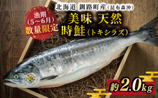 [数量限定]美味 北海道 釧路町産(昆布森沖)天然 時鮭(トキシラズ)姿切り身 約2.0kg|極上 脂乗り 旨味を急速 冷凍で お届け 北の海の至宝 ふるさとチョイス限定 冷凍 魚介類 海鮮 絶品 人気 カネショウ 北海道 釧路町 釧路超 特産品 br02