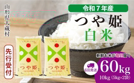 ＜令和7年産米先行受付＞ 大蔵村産 特別栽培米 つや姫 【白米】 定期便 60kg （10kg×1ヶ月間隔で6回お届け）＜配送時期選べます＞ 2161348 - 山形県大蔵村
