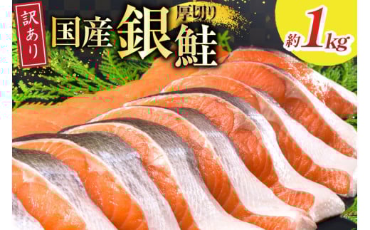 訳あり 国産 減塩 厚切り 塩銀鮭 切身 計1kg [足利本店 宮城県 気仙沼市 20565397] サーモン 鮭 さけ サケ シャケ 魚 海鮮 魚介 甘塩味 規格外 不揃い 鮭切身 切り身 簡易包装 家庭用 訳アリ 塩分控えめ 無添加 冷凍