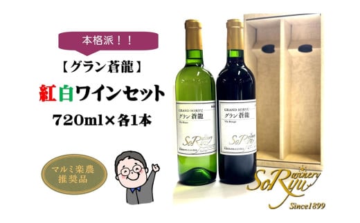 本格派【グラン蒼龍】赤・白（県産葡萄使用）各1本セット（MRN）B12-312 【ワイン 蒼龍葡萄酒 赤ワイン 白ワイン 甲州市 山梨県】