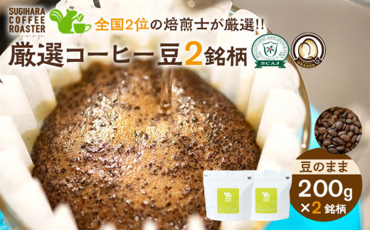 厳選珈琲豆 200g×2銘柄(豆のまま) 2040449 - 大阪府門真市