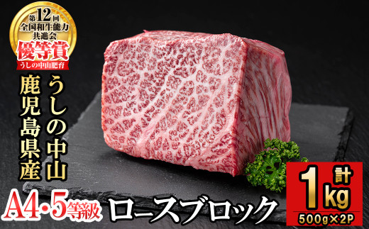 ロースブロック 計1kg(500g×2P) 黒毛和牛 和牛 肉 牛肉 国産 九州産 鹿児島県産 ロース 焼肉 ローストビーフ たたき 煮込み 日本一 冷凍 ブロック肉 BBQ バーベキュー ステーキ c0-126