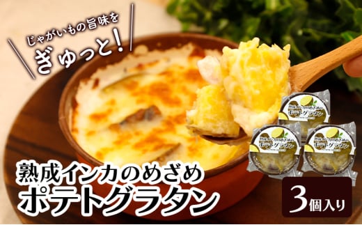 甘みギュッ！とろける「熟成インカのめざめのポテトグラタン」200g×3個入り（冷凍）【 グラタン 惣菜 おかず 野菜 じゃがいも インカのめざめ いも 芋 冷凍 簡単調理 北海道 十勝 幕別 】 [№5749-1683] 2163764 - 北海道幕別町