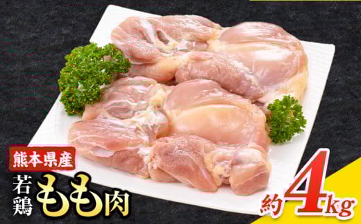 大容量 鶏肉  鶏もも 鶏もも肉 熊本県産 若鶏もも肉 4kg 《30日以内に出荷予定(土日祝除く)》 肉 鶏肉 若鶏 国産 真空 冷凍 冷凍庫 鳥 鳥肉 鳥もも 鳥もも肉 モモ モモ肉 鶏モモ肉 若鶏モモ