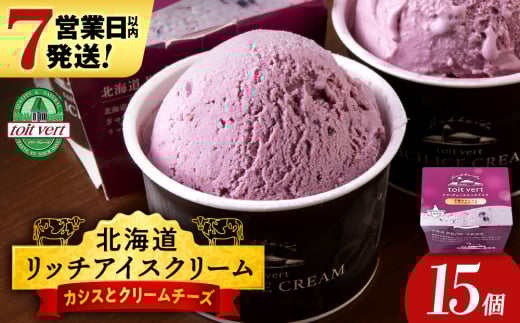 リッチアイスクリーム 手摘みカシスとクリームチーズ 15個セット（100ml）アイス スイーツ おやつ 冷凍 食べ比べ