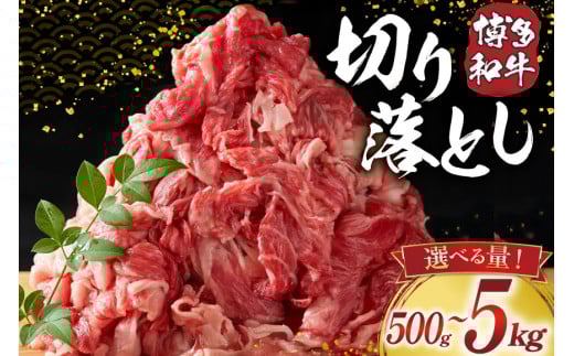 訳あり 博多和牛 切り落とし 500g 1kg 5kg 選べる量[MEAT PLUS 福岡県 宇美町 um40azp010023] 牛肉 切落し 肉 肩肉 バラ肉 和牛 1パック 5パック 10パック